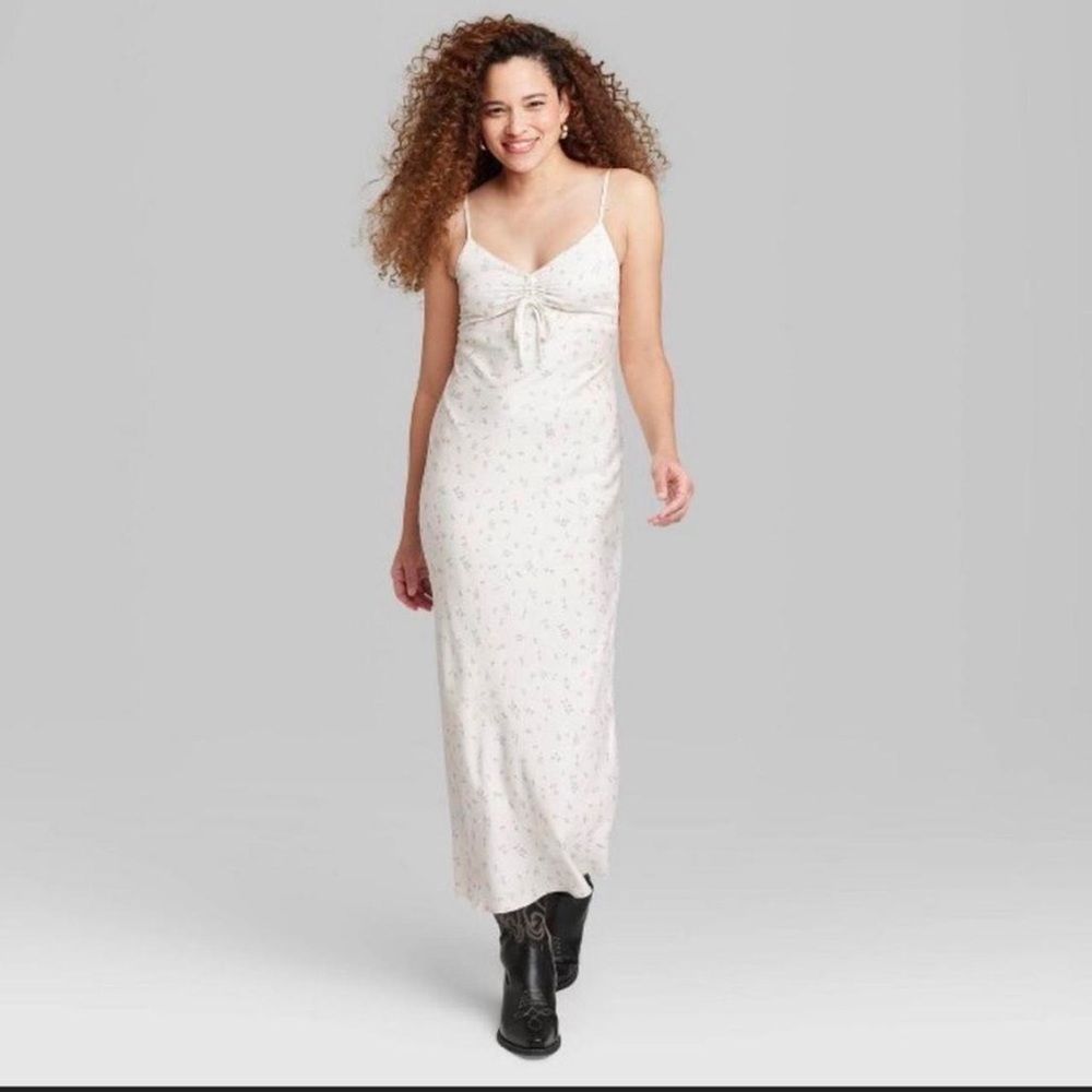 Wild Fable white Floral Maxi Slip Dress
